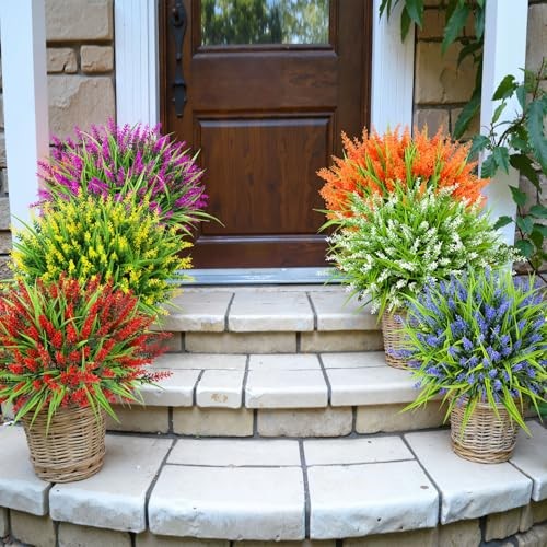 24 Bundles Artificial Flowers for Outdoors, Fake Lavender Flowers Multi Color gallery