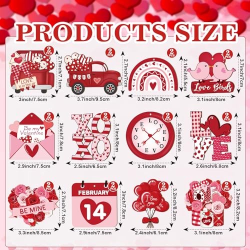 Valentine's Day Decoration for The Home 24 Pieces, Red Wooden Large Red Heart gallery
