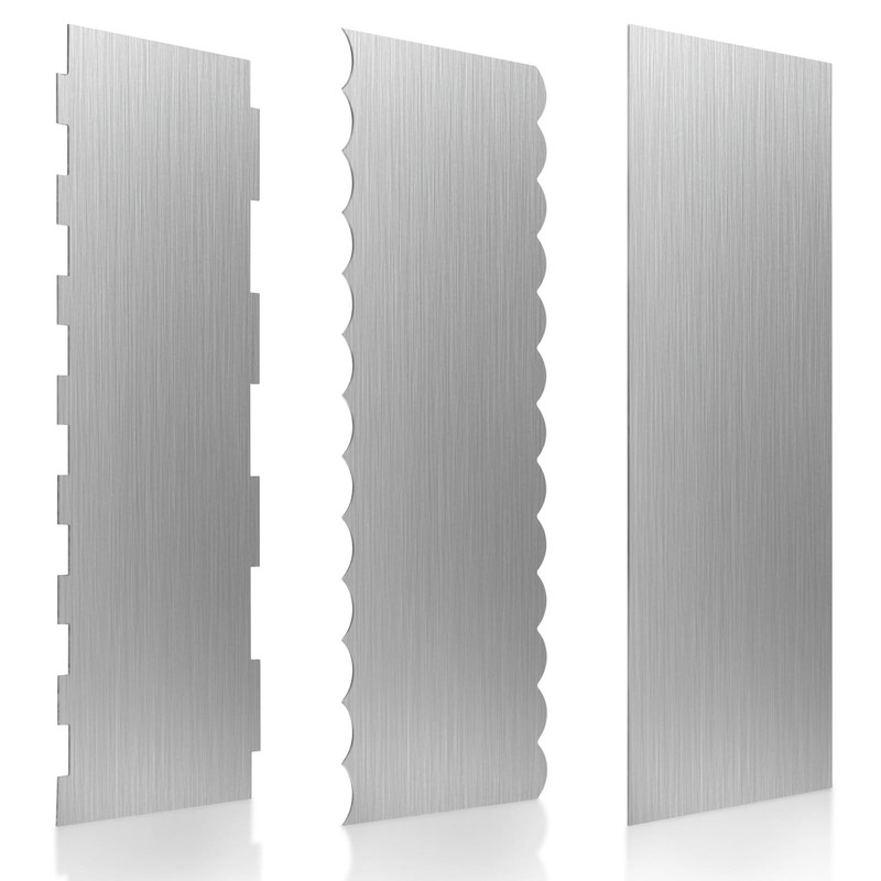 3 Pcs Stainless Steel Cake Scraper, 8.6-inch Double Sided Patterned Edge Stri…