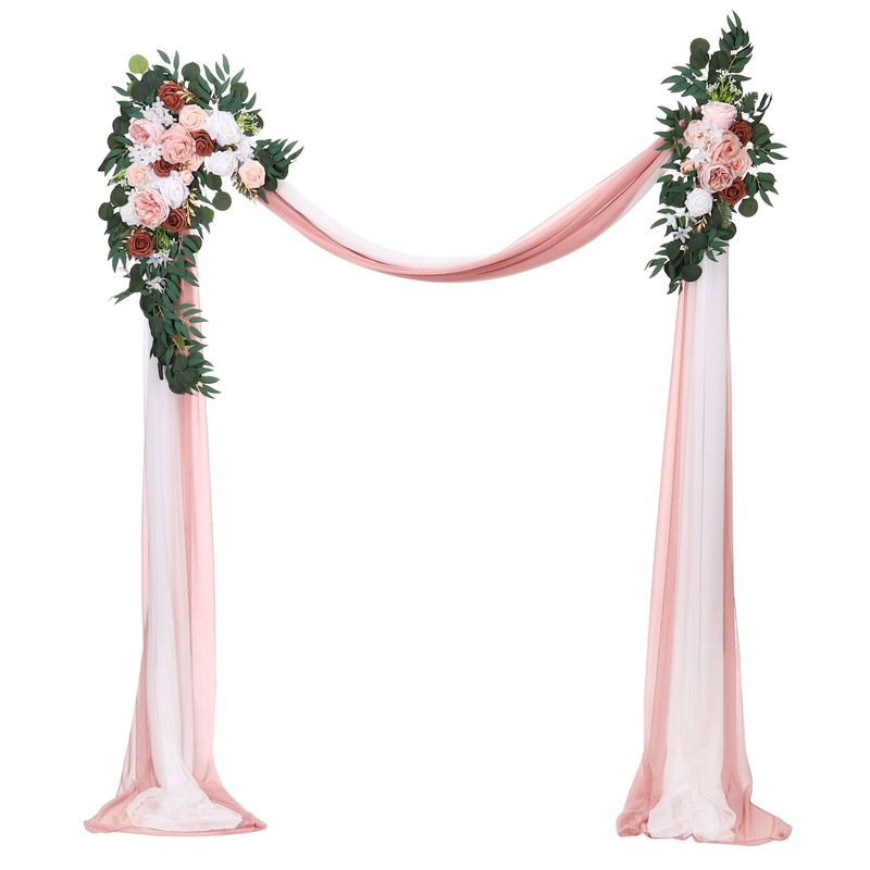 Artificial Wedding Arch Simulation Flowers Kit Pack of 4, Meat pink and White