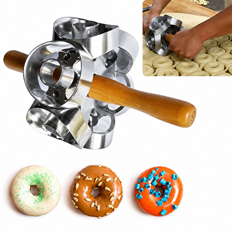 6 Wheel Stainless Steel Donut Cutter Doughnut Pastry Dough Bakery Tool 7cm