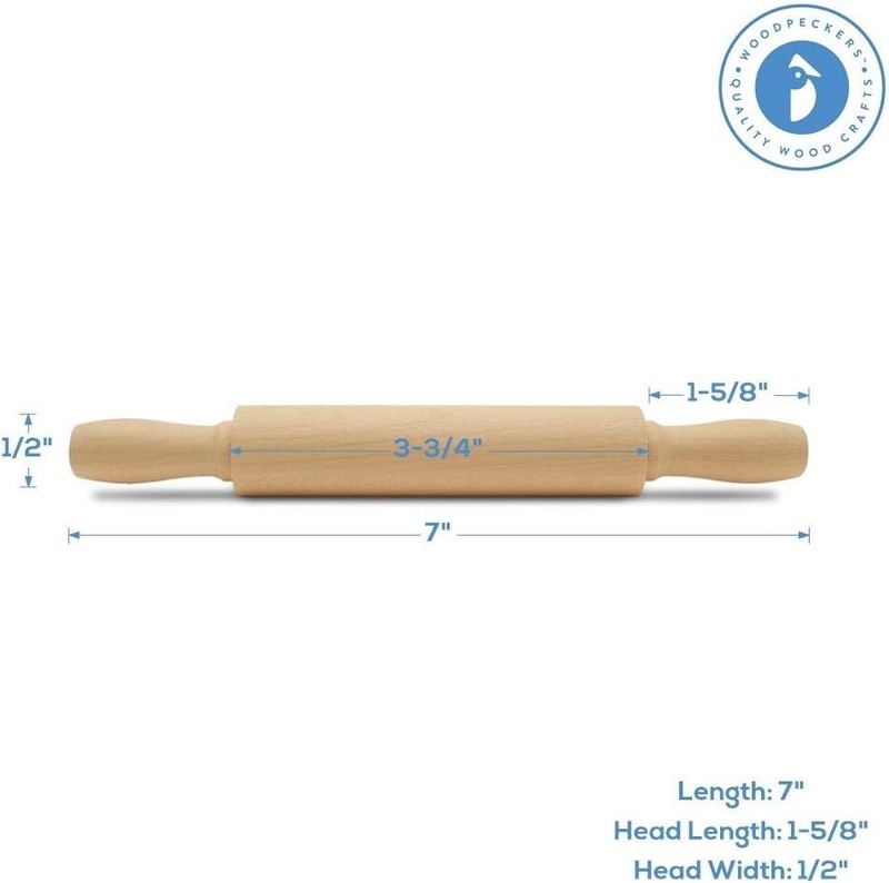 Creative 7-Inch Wooden Mini Rolling Pin Pack - Essential for Baking & DIY Crafts gallery