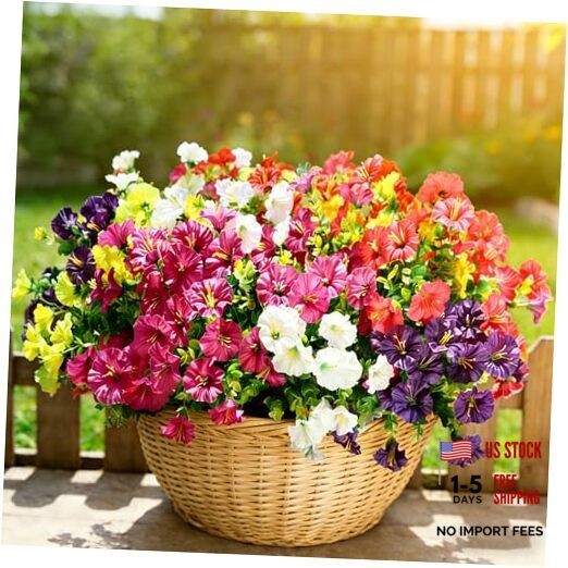 12 Bundles Artificial Flowers for Outdoors Decoration, Faux 6 Mixed Colors
