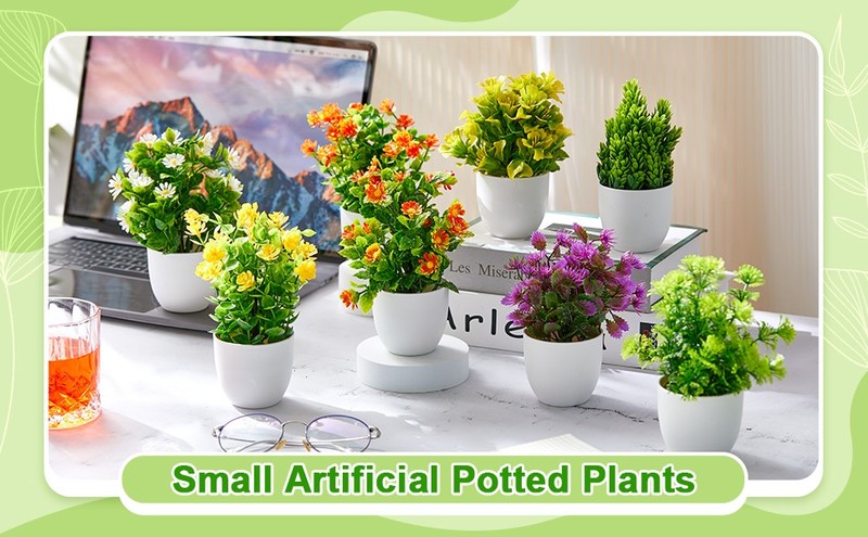 16 Pcs Small Fake Plants Artificial Potted Plants Faux House Plant gallery