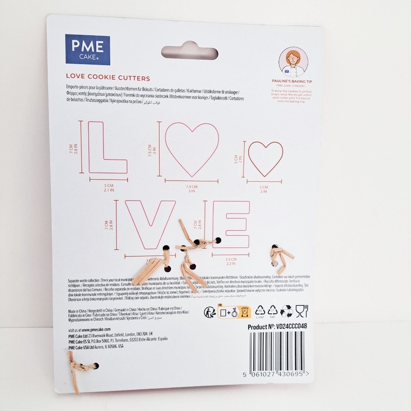 PME Cake Love Cookie Cutters Set of 5, Valentine's Day Baking, Pink & Red gallery
