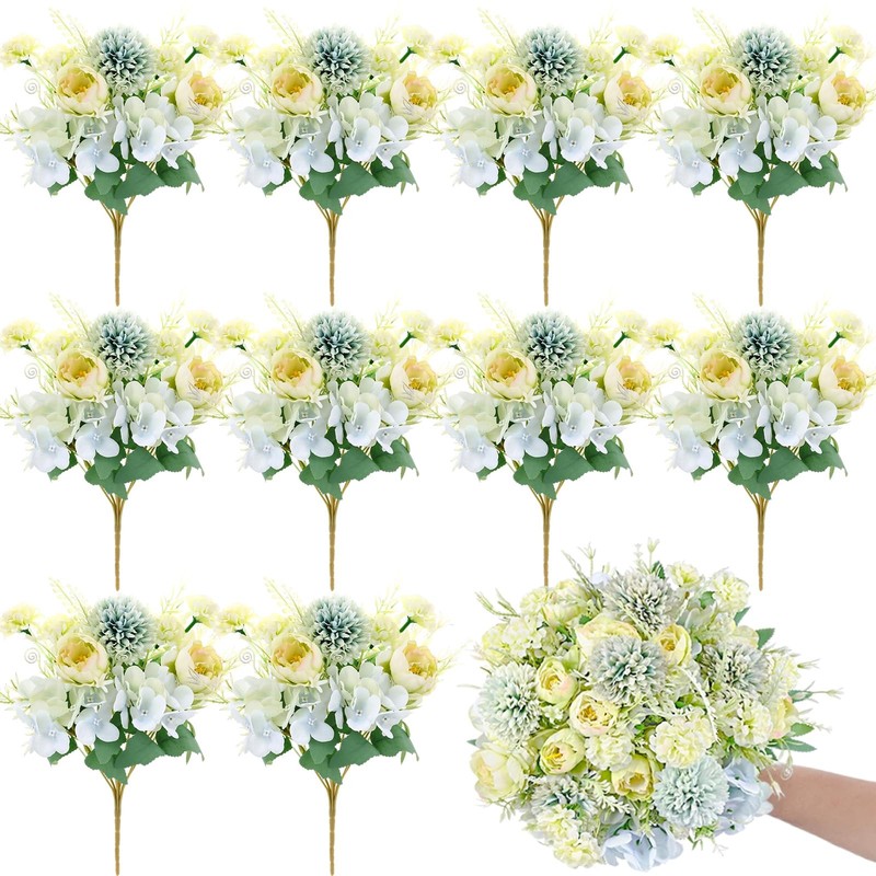 Olgaa 12 Bundles Peonies Artificial Flowers Silk Flowers Fake Peony Bouquet
