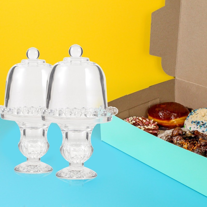 Glass Cake Stand with Transparent Dome Cover Mini Dessert Display Plate gallery