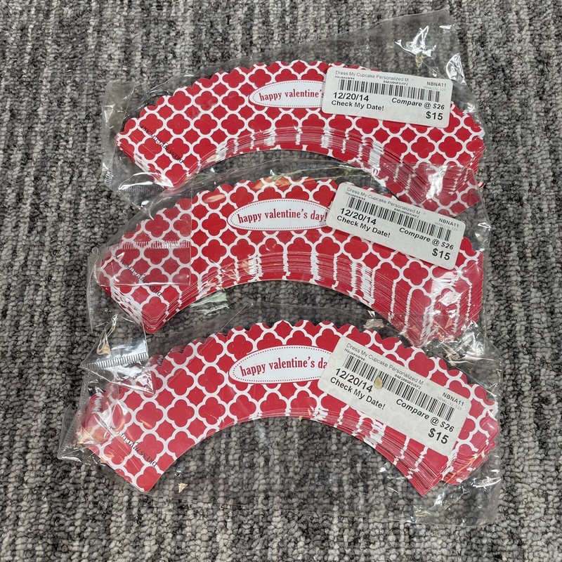 Lot of 3 Dress My Cupcake Happy Valentine’s Day Cupcake Wrappers (Sets of 12)