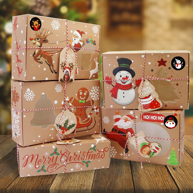 12 PCS Christmas Cookie Bakery Boxes Window Treat 8.75x5.75x2.75 Inch gallery