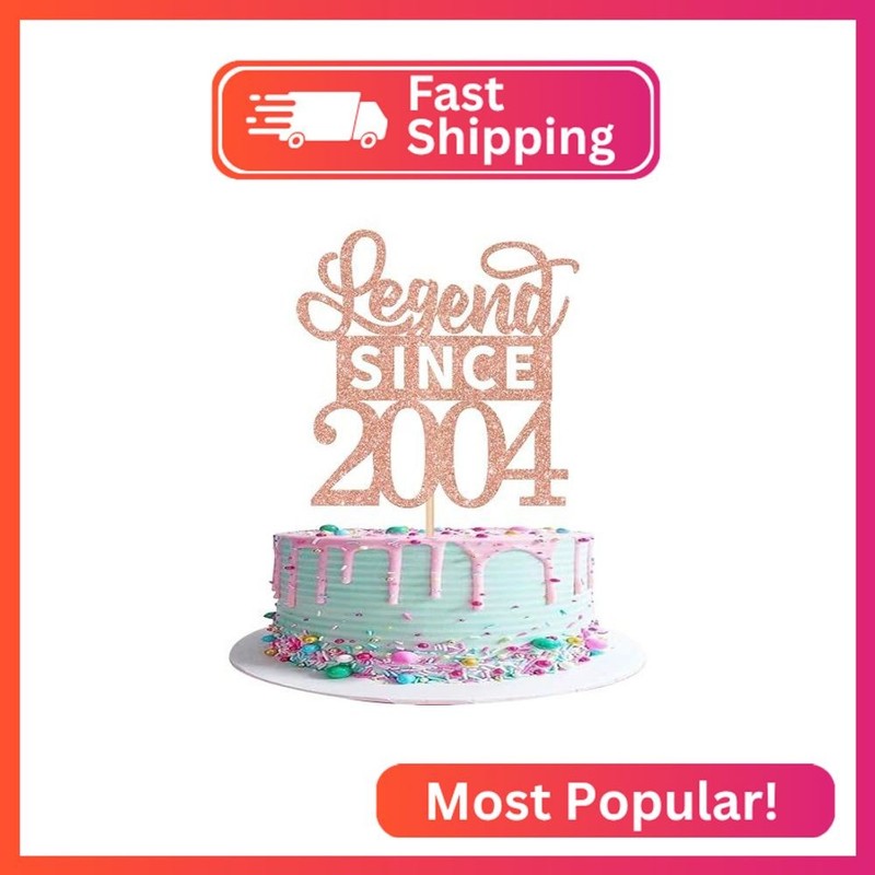 1 Pack Legend Since 2004 Cake Topper Glitter 21st Birthday Cake Pick Cheers to 2