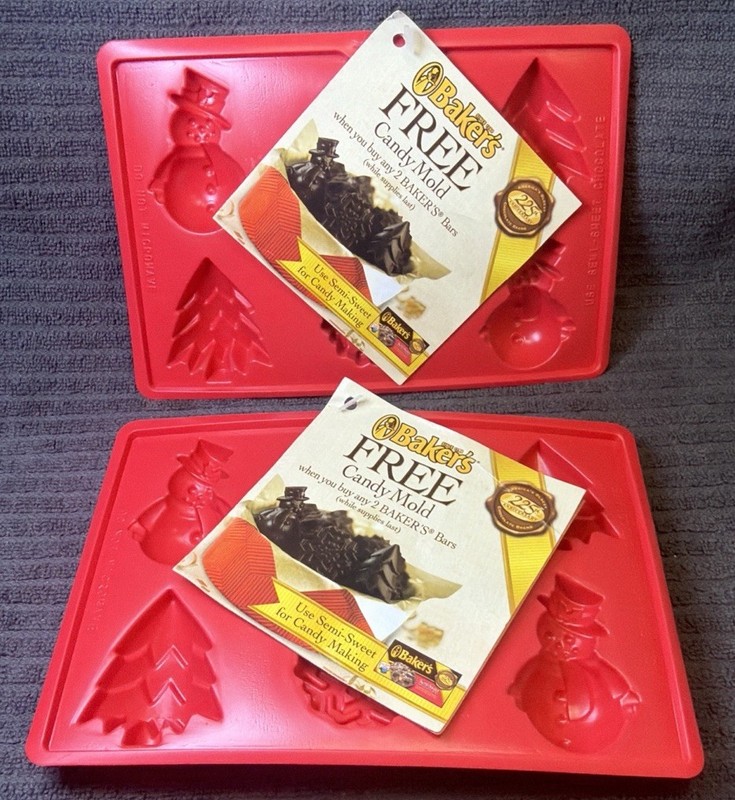 2 Vintage BAKER’S Chocolate Promotion Plastic Candy Molds