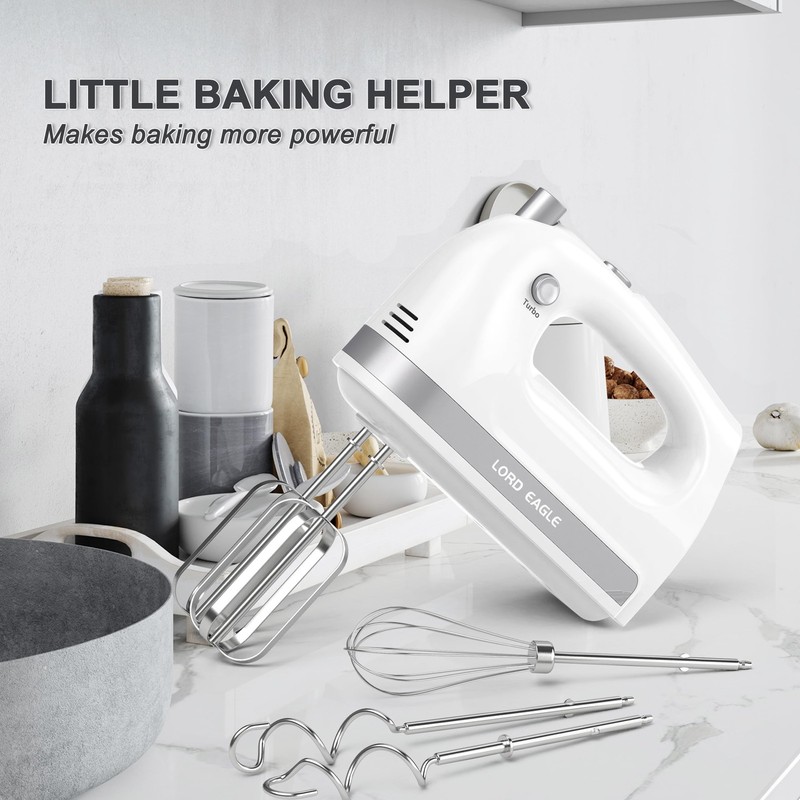 Hand Mixer Electric Handheld 400W, 5-Speed Lightweight Kitchen Mixer with Sta... gallery