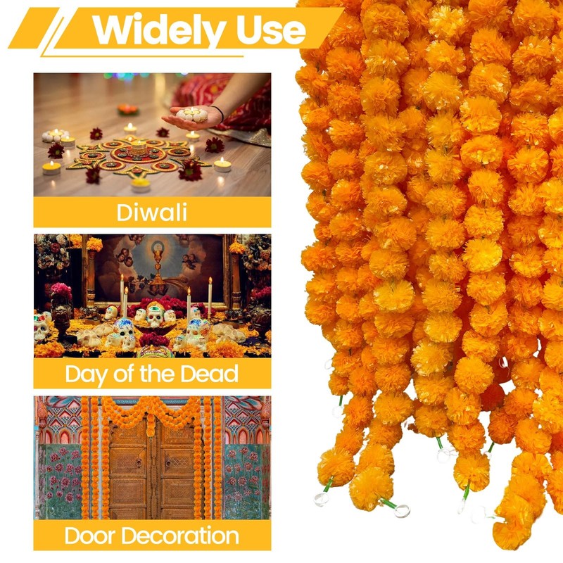 Twittools Long Marigold Flowers 15 Pcs Of 5 Feet Artificial Orange Marigold gallery