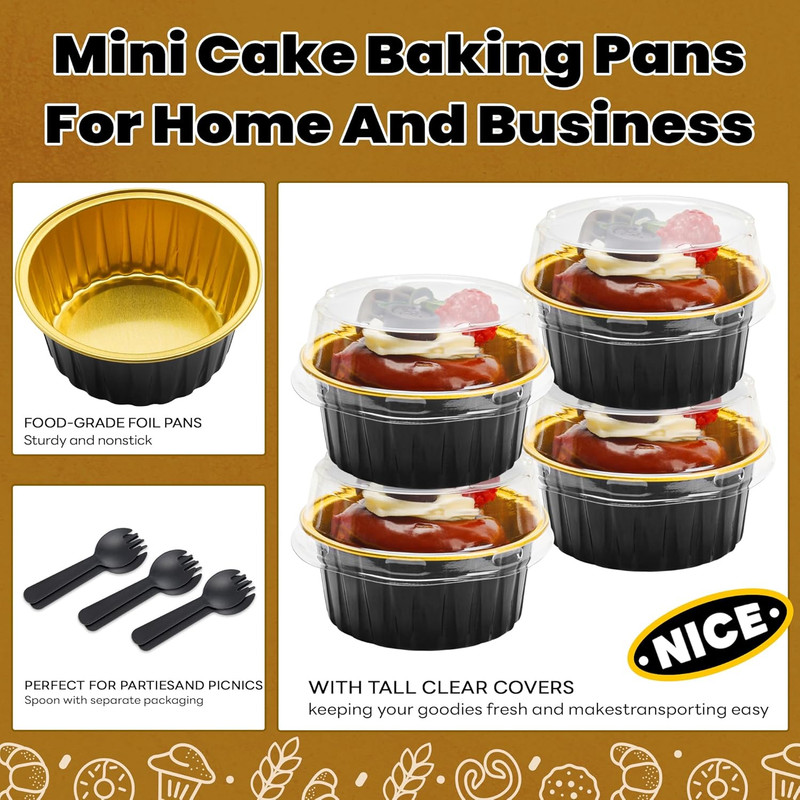 5 OZ Mini Loaf Pans with Lids Small Cake Containers Baking Cups for Pudding S... gallery