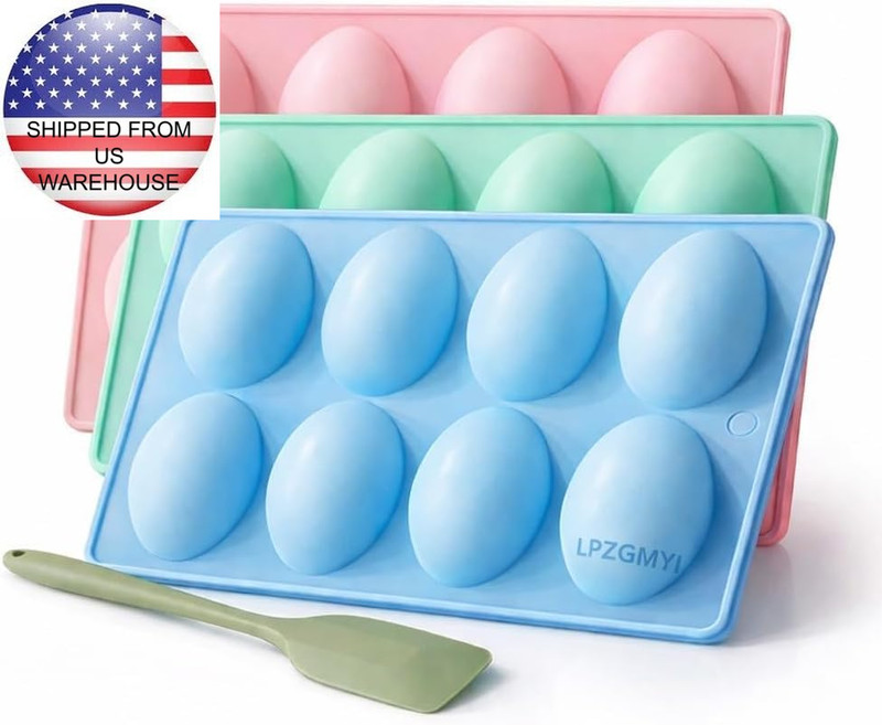 Easter Egg Silicone Mold for Baking, 3 Pack 24 Cavity Food-Grade FREE SHIPPING