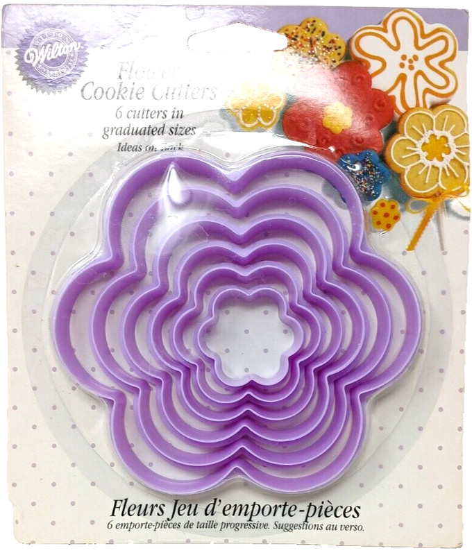 Wilton Flower Cookie Cutters 6 plastic Nesting Graduated Sizes 2304-116 New #D25