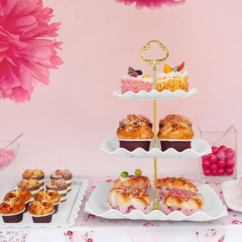5 Pcs Dessert Table Display Set - 2 Pcs 3-Tier Dessert Display Stands & 3 Pcs... gallery