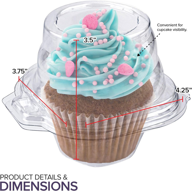 Individual Plastic Cupcake Containers Disposable with Connected Airtight Dome Li gallery