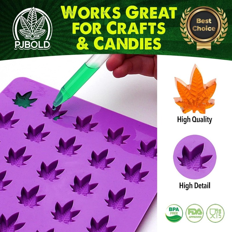Silicone Gummy Mold 3 Pack Leaf Shape BPA Free Food Safe Treats Easy Release gallery