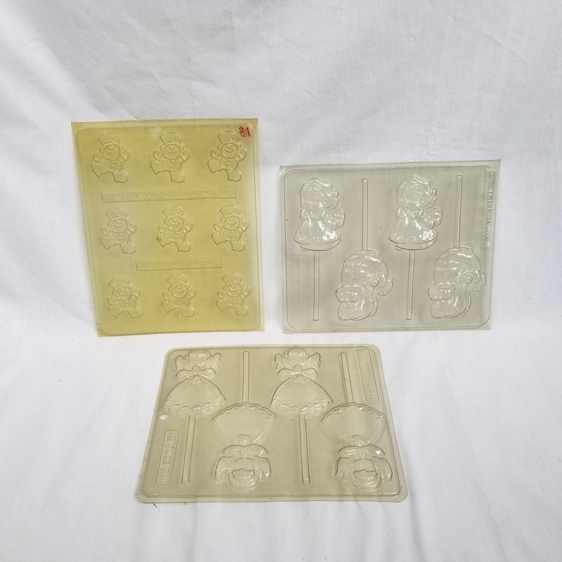 Vtg Lot of 3 Apollo Assorted Plastic Christmas Chocolate Candy Molds