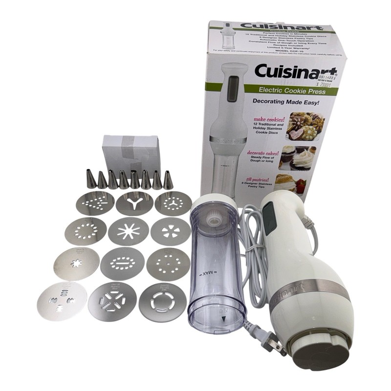 Cuisinart Electric Cookie Press CCP-10 Complete w Box/12 Discs/8 Tips/Manual EUC