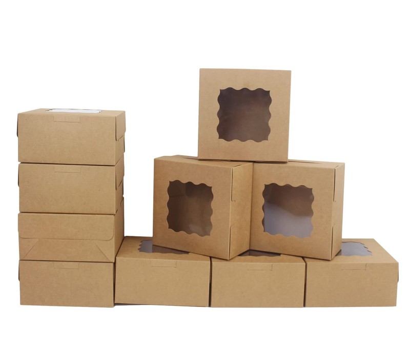6x6x3-Small- Bakery-Boxes-with-Window-Brown-Cookie-Boxes-Kraft-Treat-Boxes-Ch... gallery