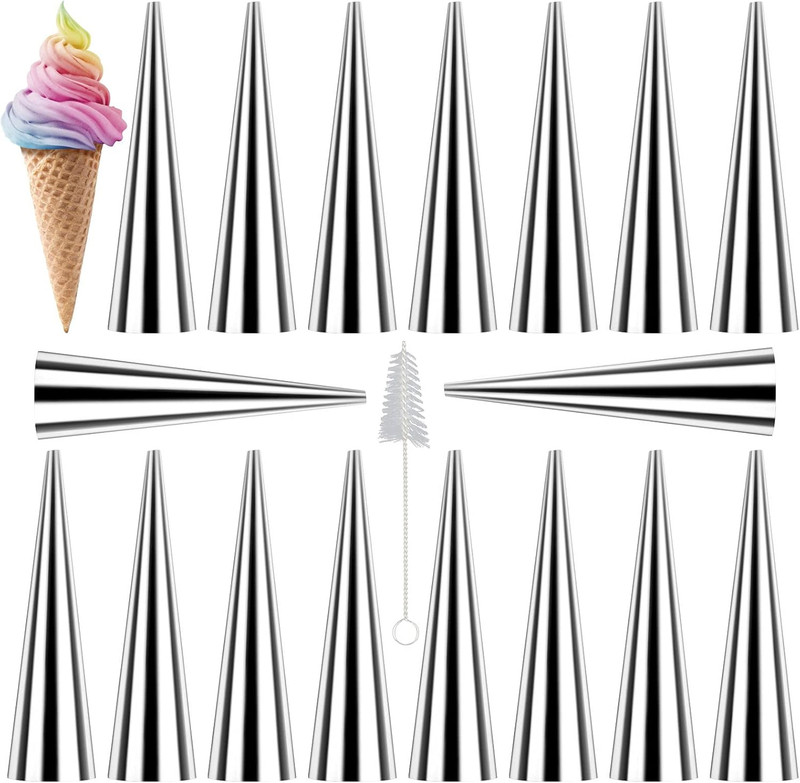 Cream Horn Molds 16Pcs Large Size 4.7 Inch Baking Cones Stainless Steel Roll Hor