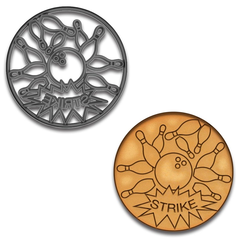 Bowling Strike Cookie Cutter & Stamp Set – 4×4″ (Random Color)