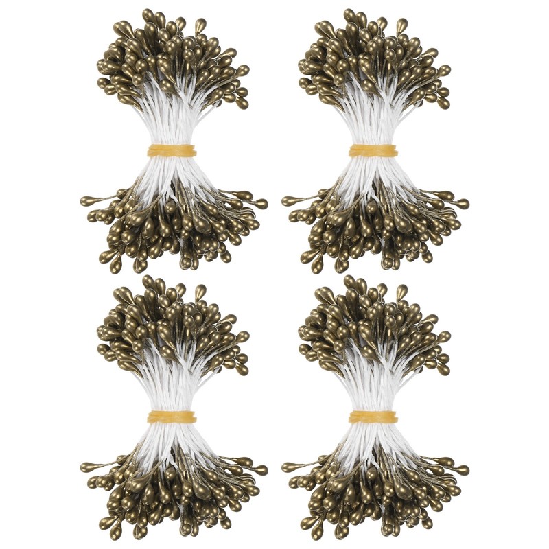 600-Pack 5mm Artificial Pearl Flower Stamens for DIY Crafts[Golden Coffee]