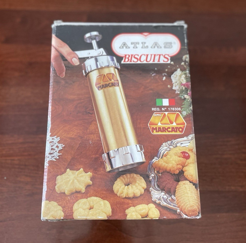 1980s Marcato Atlas Biscuits Cookie Press Set w Box Made in Italy