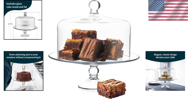 Selene Glass Cake Stand with Dome Set gallery