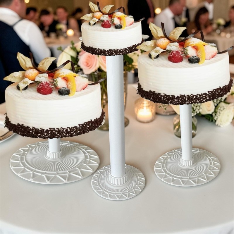 3-PCS White Cake Stand Set – Durable Round Acrylic Tiered Cupcake Stand Set w…