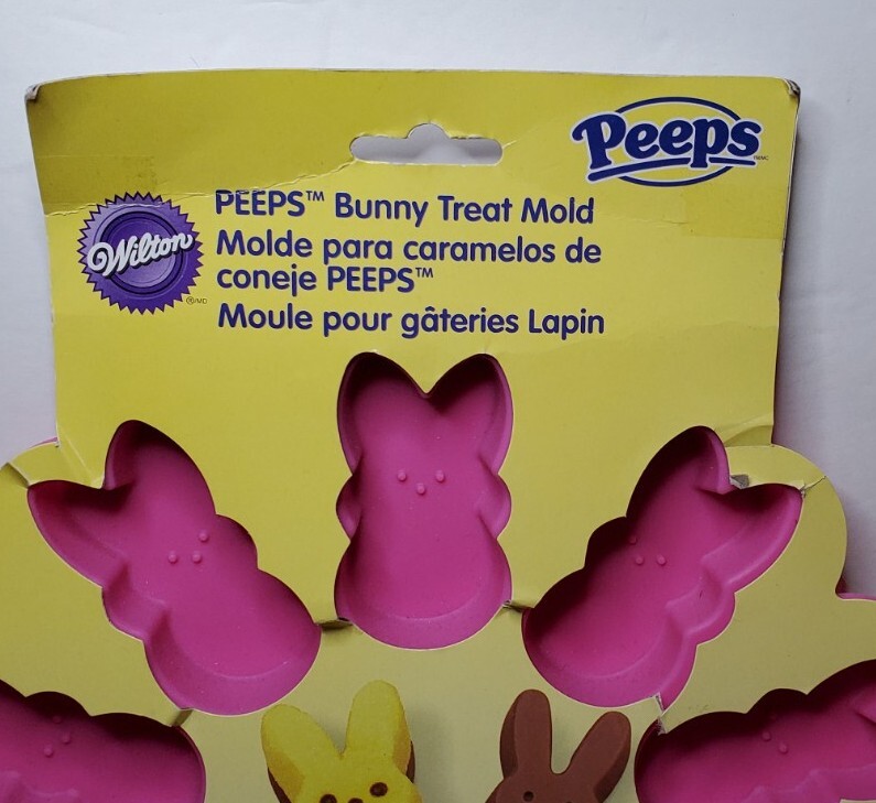 Wilton Peeps Bunny Treat Mold Pink Round Silicone 12 Slot Mold - NEW! RARE! gallery