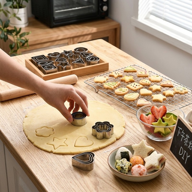 30Pcs Geometric Cookie Cutter Set Assorted Shapes Baking Molds With Storage Tin gallery