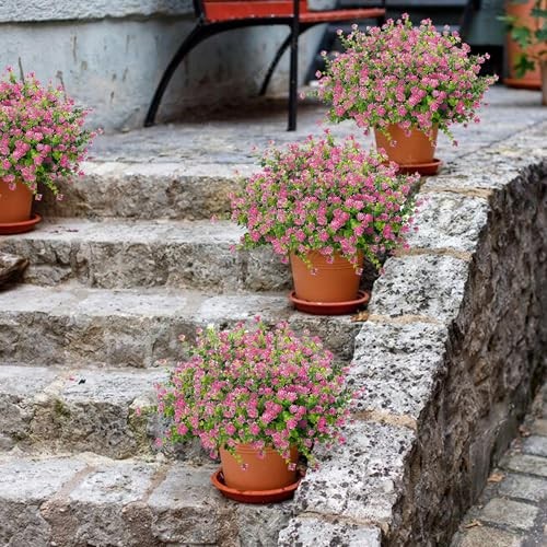 Outdoor Artificial Flowers UV Resistant, 20 Bundles Fake Realistic Floral Pink gallery