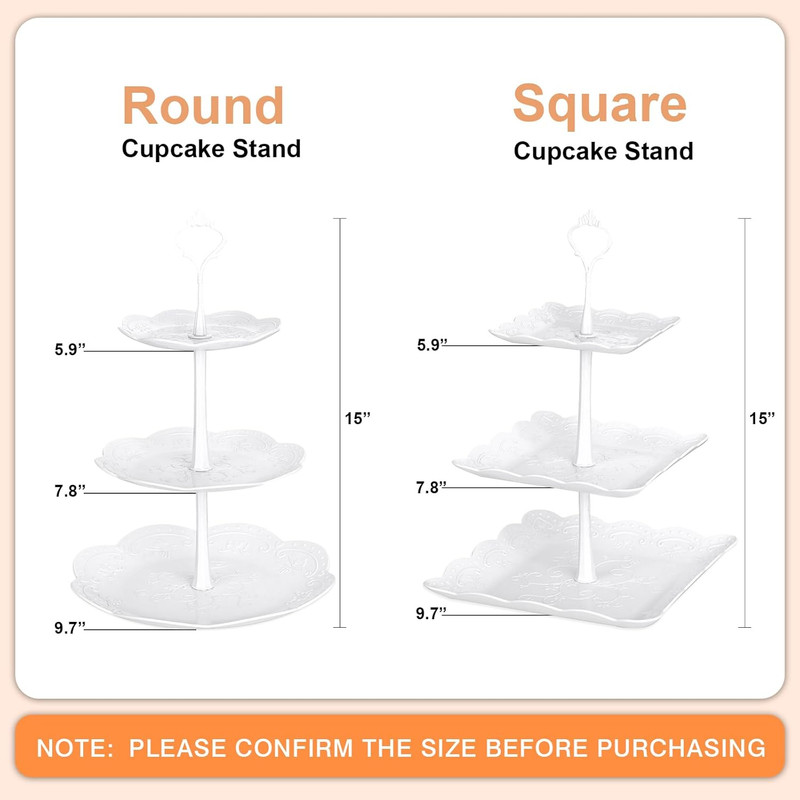 10Pcs Cupcake Stand,Dessert Table Display Set, 4 White 3 Tired Cake Stand 6 Plas gallery