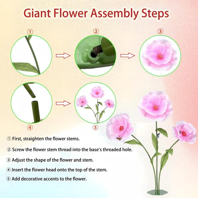 Puibtoiv Giant Artificial Flowerslarge Floral Decorationsbig Paper Flower For gallery