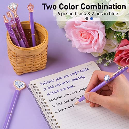 8Pcs Pens, Metal Crystal Diamond Pen with Black & Blue Ink, Pens for Purple gallery