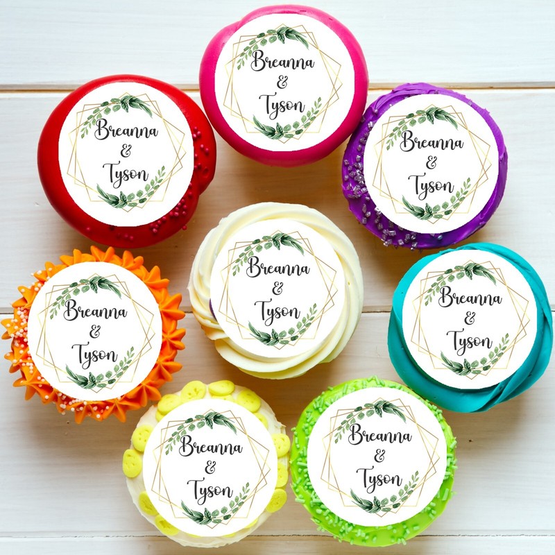 Eucalyptus Leaves Bridal Pre-cut Edible Icing Cupcake or Cookie Toppers