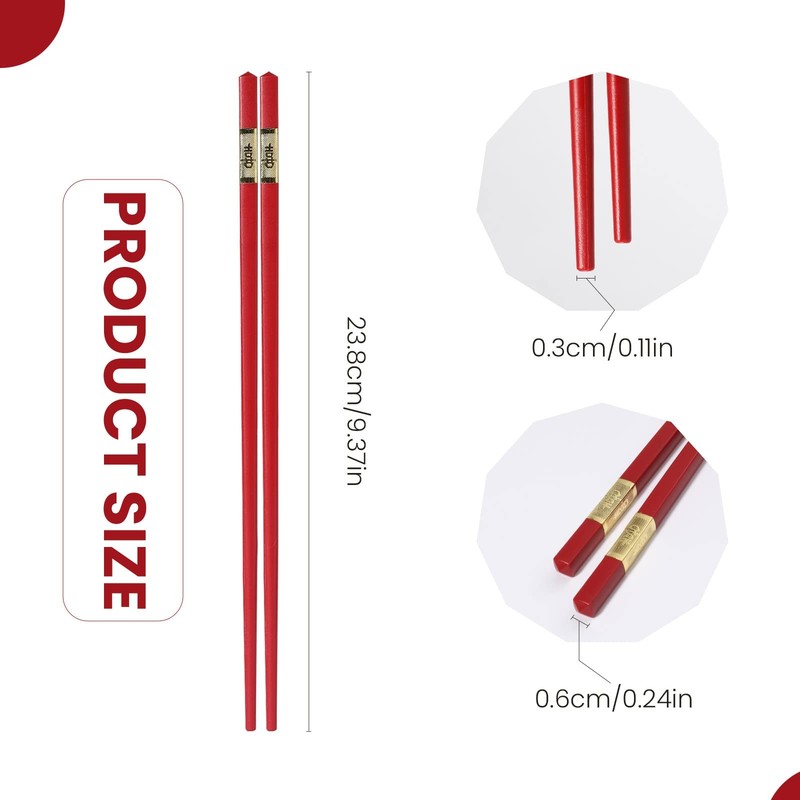 10 Pairs Red Fiberglass Chopsticks 24 CM Reusable Dishwasher Safe Chinese Cho... gallery