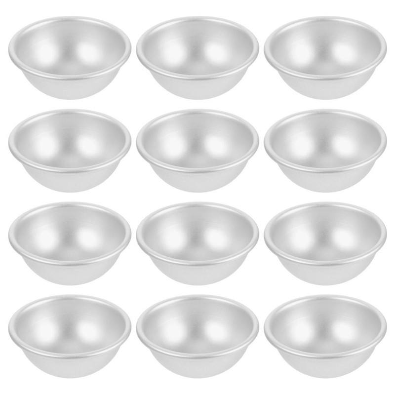 12 Pcs Aluminium Alloy Round Cake Pans Mold For Baking Hemisphere Cake Mould