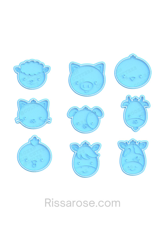 Animals Cookie Cutter Stamp Sheep Pig Bird Cat Dog Goat Chicken Horse Cow