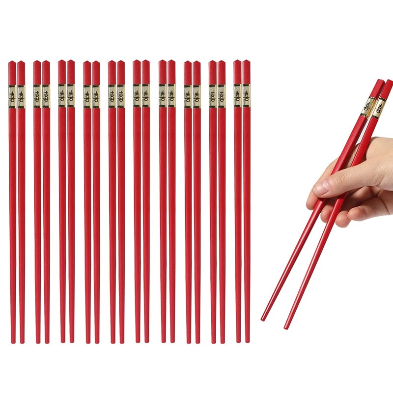 10 Pairs Red Fiberglass Chopsticks 24 CM Reusable Dishwasher Safe Chinese Cho...