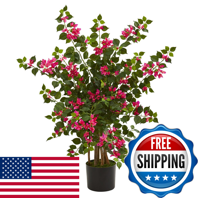 Nearly Natural 42In Artificial Bougainvillea Tree Pink Blooms And Green Foliage