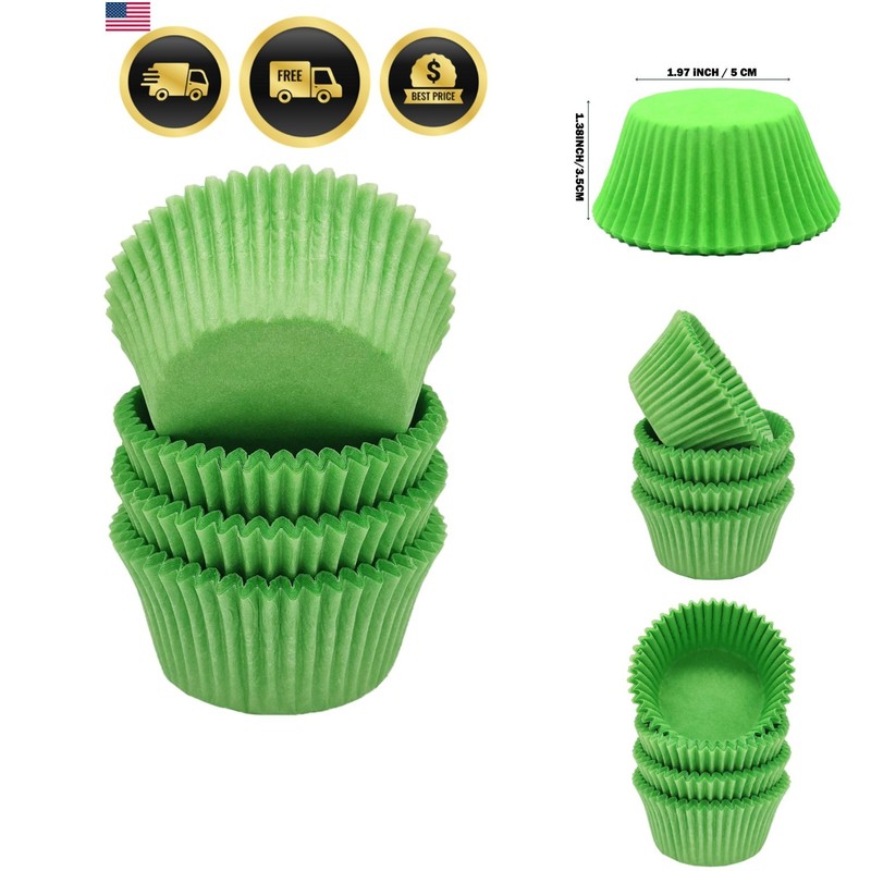 Green Greaseproof Cupcake Liners Muffin Paper Baking Cups Standard Size, 100-…