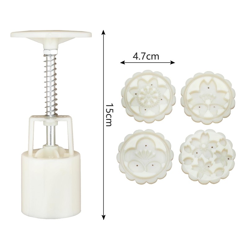 Mooncake Mold 4 PCS, Hand Press 50g Cookie Stamps，Moon cake Mold Thickness Ad... gallery