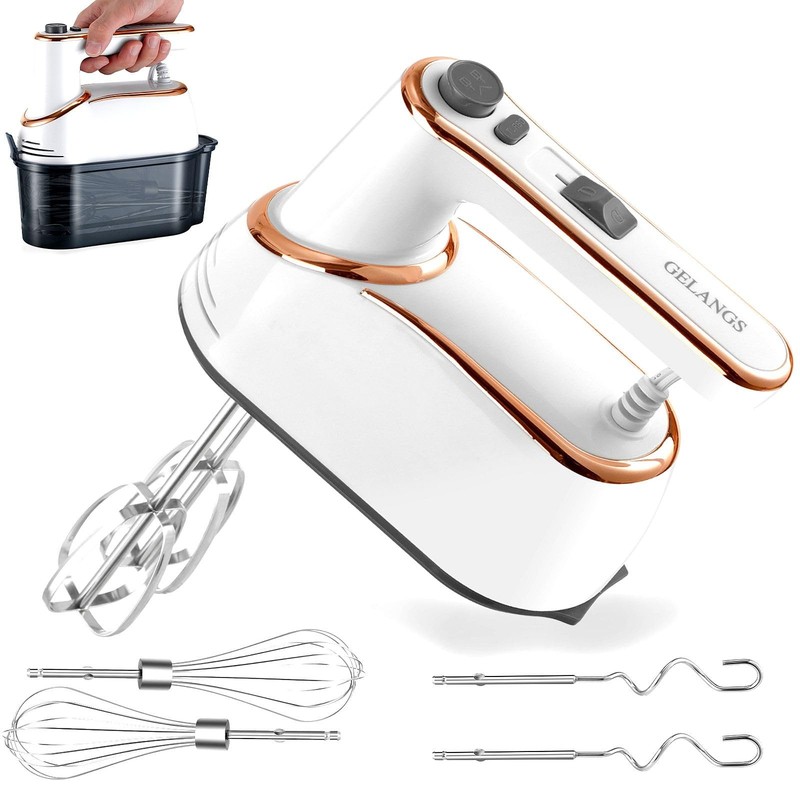 Hand Mixer, 5-Speed with Turbo Boost, White, Copper Motor, 400W, Dishwasher-S…