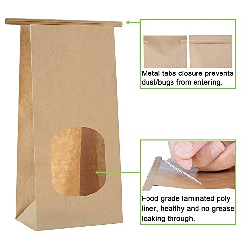 Bakery Bags with Window 100pcs 4.5x2.36x9.6 Inches Window Tin Tie Tab Brown gallery