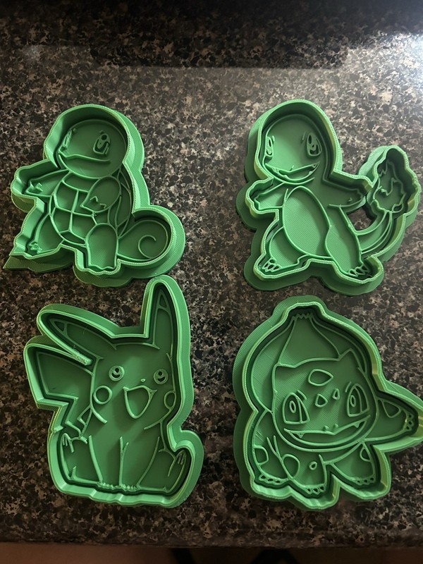 4” Pokemon Cookie Cutters 3d Printed Set Of 4