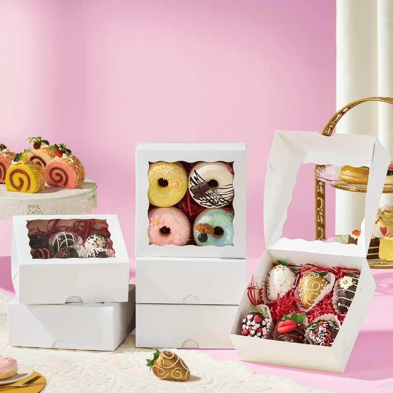 Plastic Clear Chocolate Boxes 20 PCS 6x6x2.5 Inch Bakery Cake Treat Gift gallery